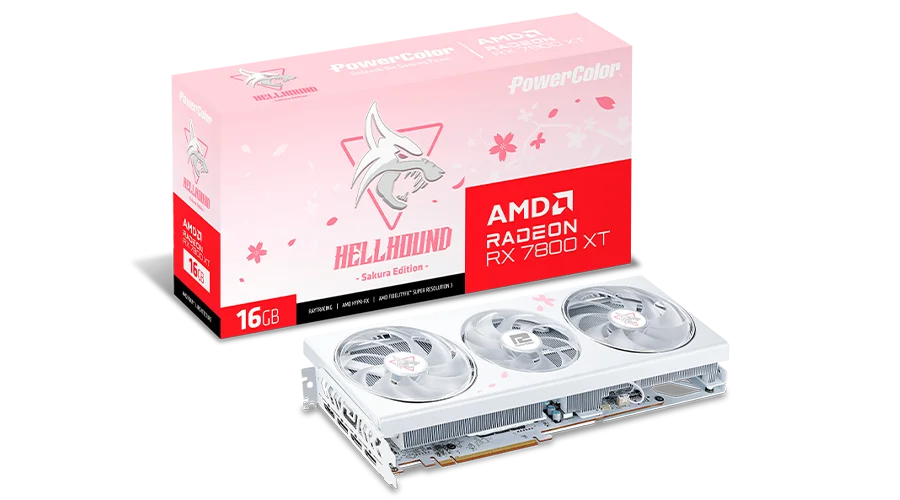PowerColor Hellhound Sakura AMD Radeon RX 7800 XT 16GB GDDR6